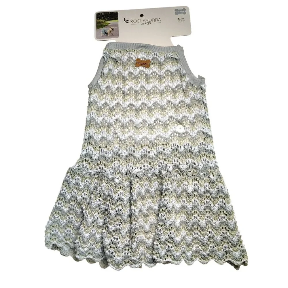 Koolaburra By Ugg X-Large Dog Green and White Mila Knit Chevron Pattern Dress